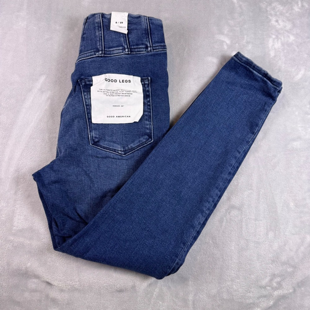 Good American GOOD LEGS SKINNY MEGA Compression Indigo143 8/29 GWCST014T NEW